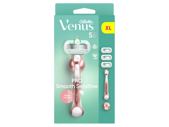 Gillette Venus Deluxe Smooth Sensitive Rosegold holicí strojek + náhradní břity 3 ks