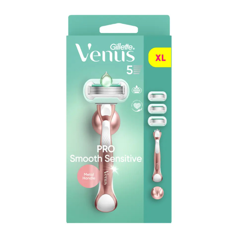Gillette Venus Deluxe Smooth Sensitive Rosegold holicí strojek + náhradní břity 3 ks