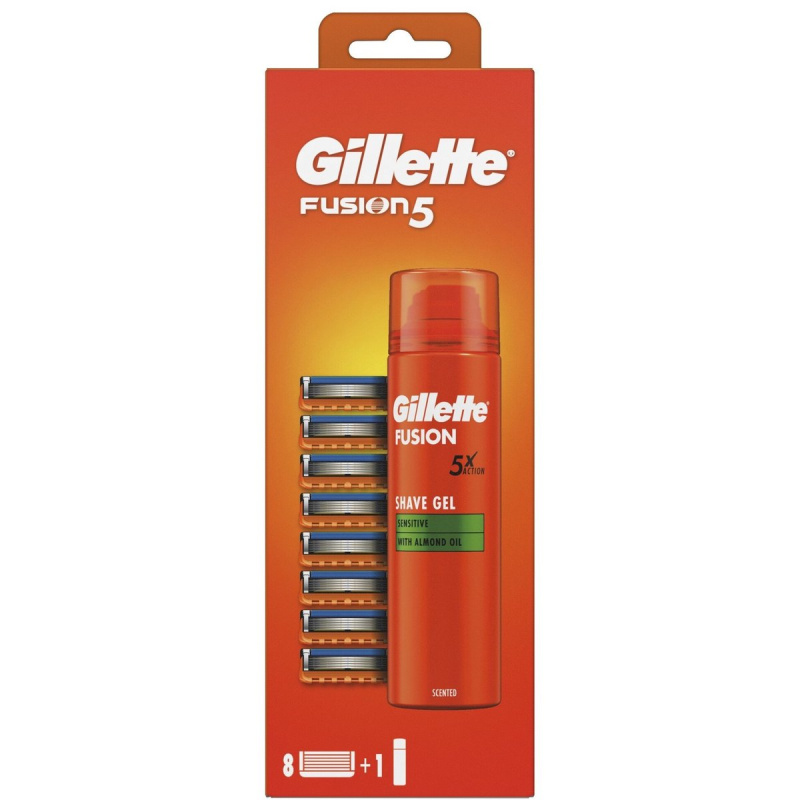 Gillette Fusion5 Náhradní holicí hlavice pro muže + gel na holení