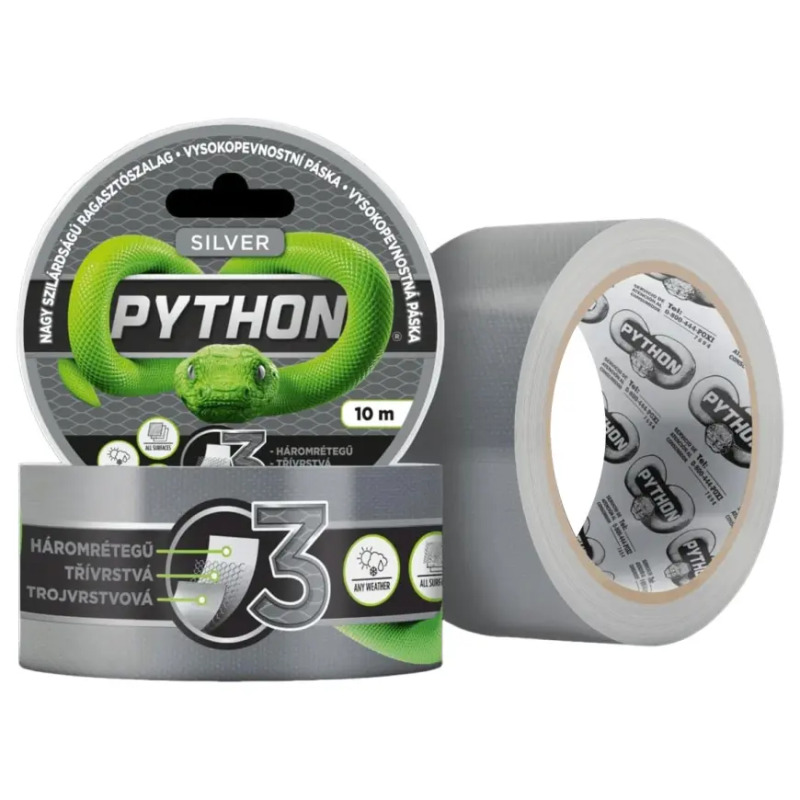 Vysokopevnostní páska Python 10 m stříbrná