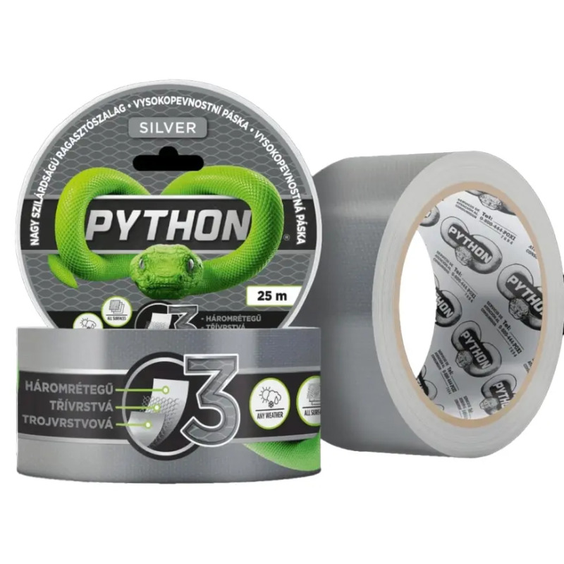 Vysokopevnostní páska Python 25 m stříbrná