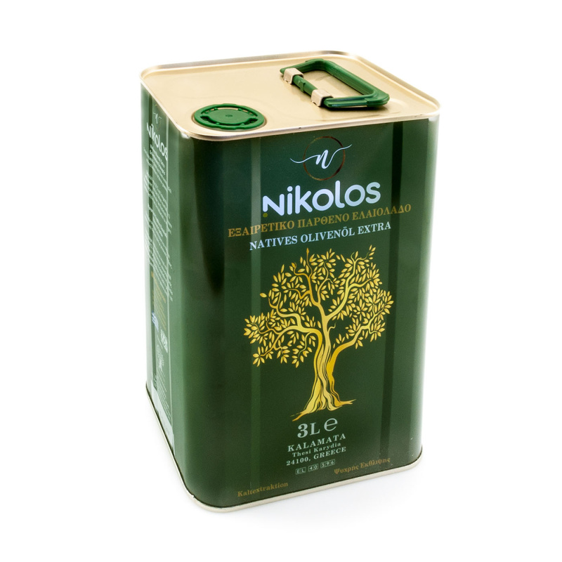 Nikolopoulos Estate Nikolos Kalamata Extra panenský olivový olej 0,4 - 0,6% 3l - plech (Poškozený obal)