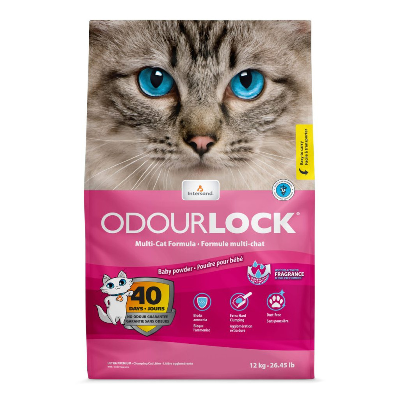 Intersand kočkolit Odour Lock - vůně dětský pudr 6 kg
