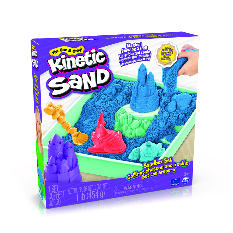 Kinetic Sand krabice tekutého písku s podložkou modrá