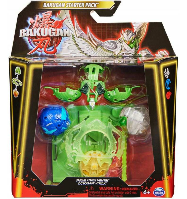 Bakugan startovací sada speciální útok S6 Mantid, Titanium Dragonoid, Trox