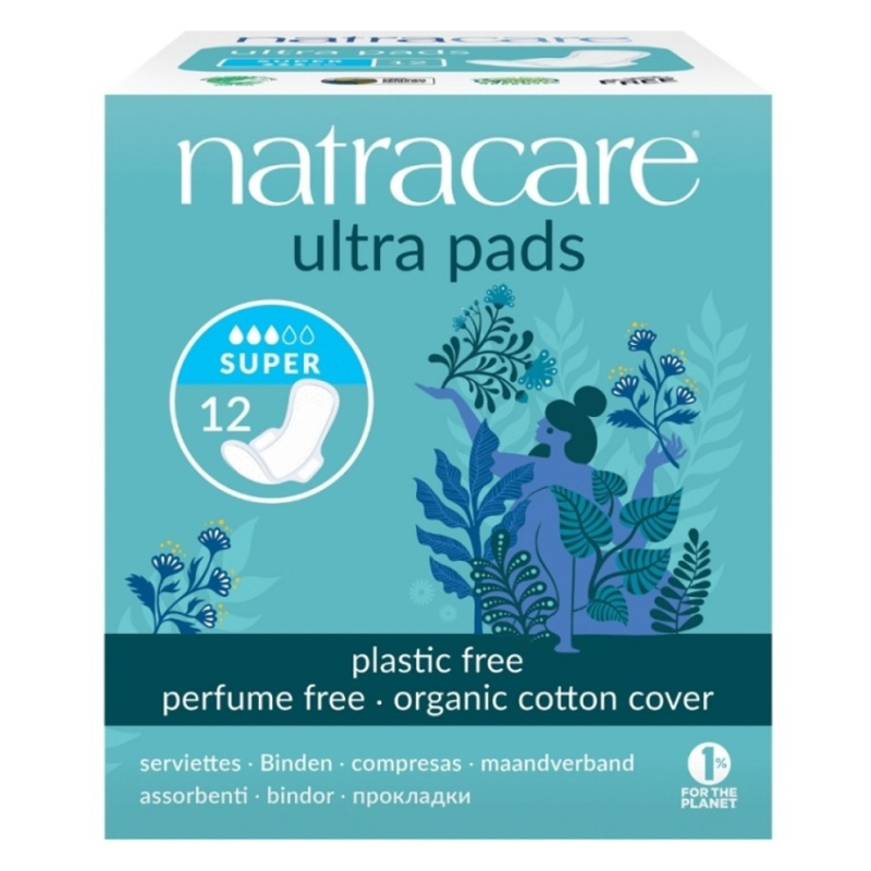 NATRACARE Menstruační vložky Ultra SUPER s křidélky 12 ks