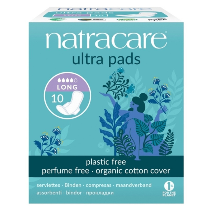 NATRACARE Menstruační vložky Ultra LONG s křidélky 10 ks