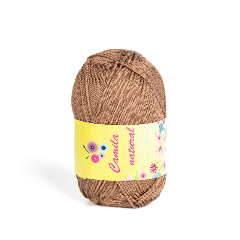 Pletací / háčkovací příze Storex CAMILA NATURAL 218 středně hnědá, jednobarevná, 50g/125m