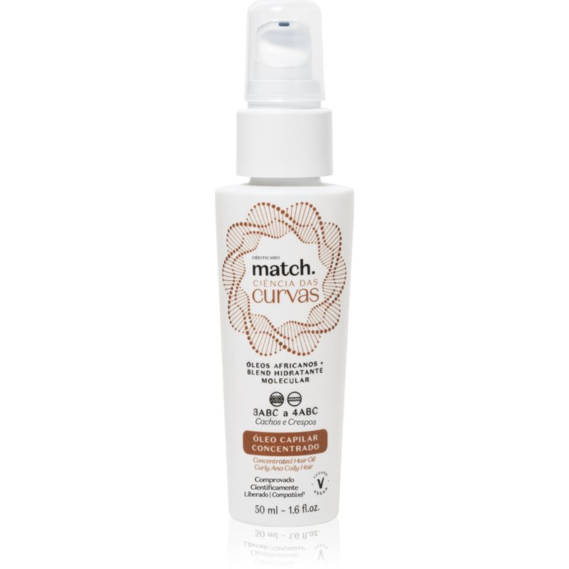 oBoticário Match. Science of Curves vlasový olej pro vlnité a kudrnaté vlasy 50 ml
