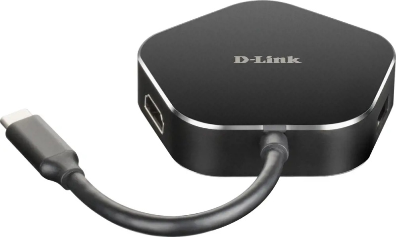 D-Link 4v1 USB-C Hub PD 60W černý Černá
