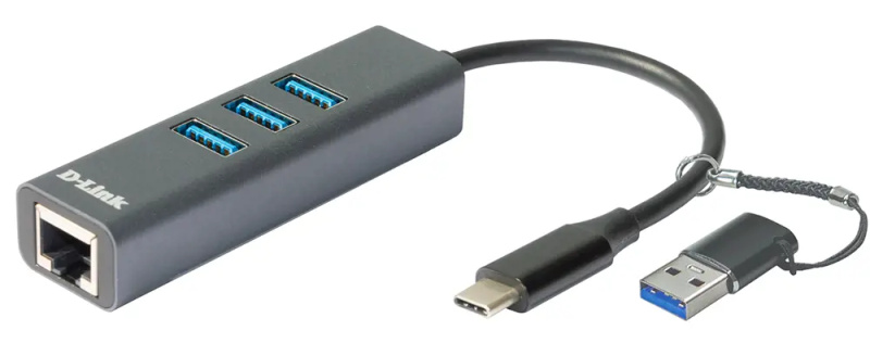 D-Link 3v1 USB-C Hub antracitový Antracitová
