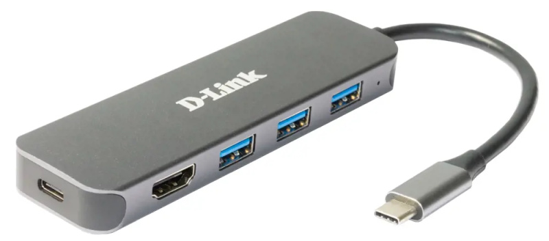 D-Link 5v1 USB-C Hub PD 60W antracitový Antracitová