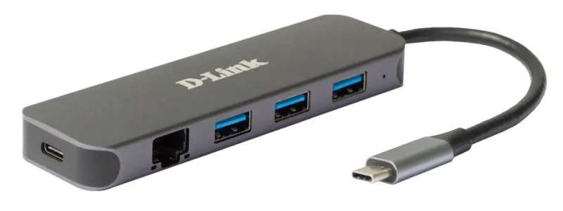 D-Link 5v1 USB-C Hub PD 60W antracitový Antracitová