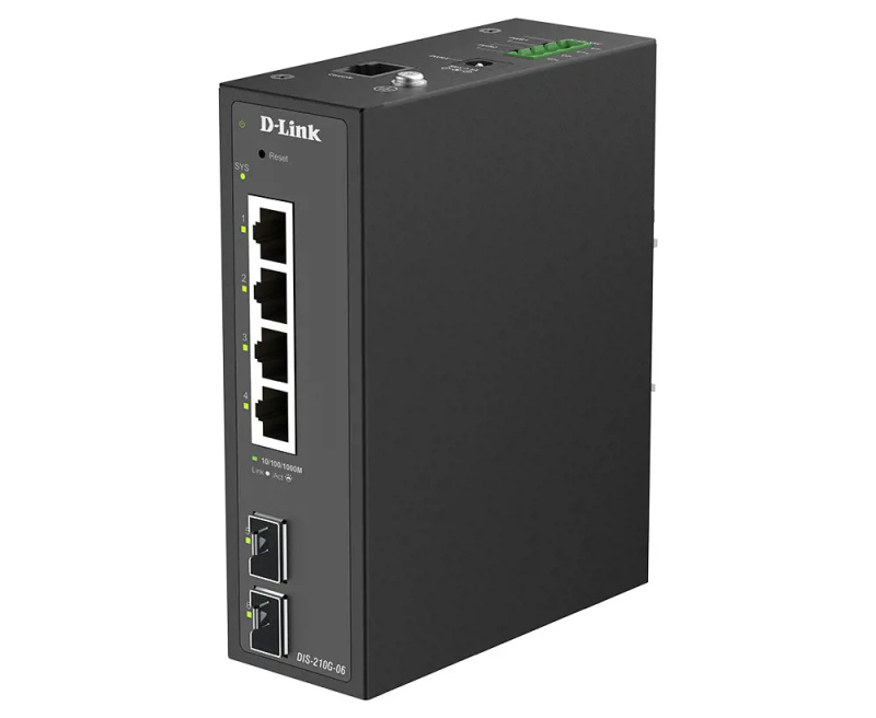 D-Link DIS-210G-06 6-Port Gigabit Industrial Smart Managed Switch with 2 x SFP Ports