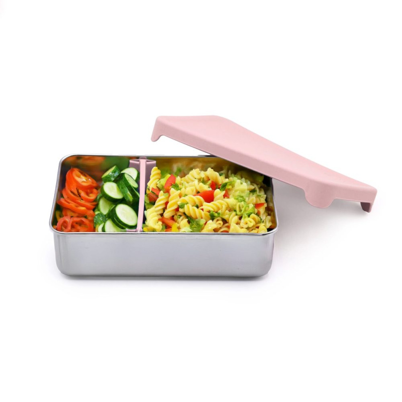 Melii Nerezový Bento box 740 ml se silikonovým víkem - růžový