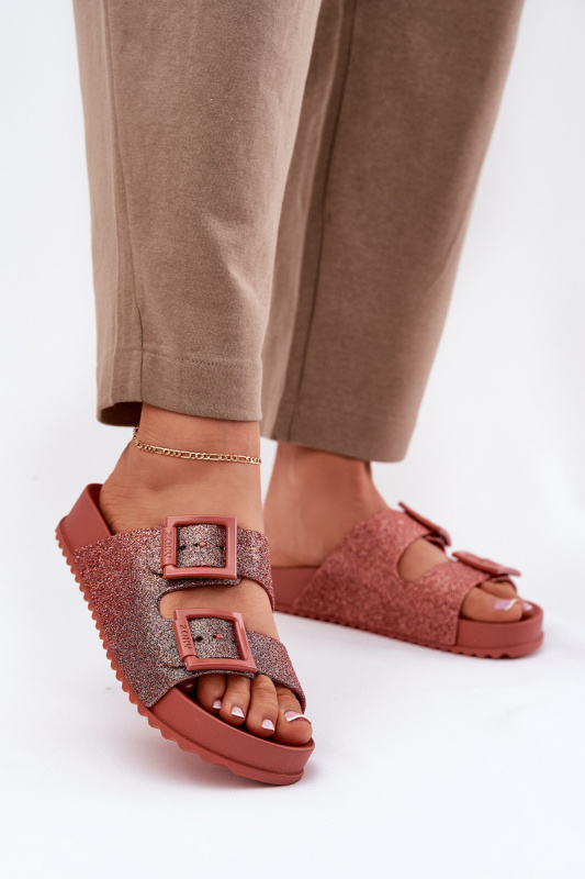 Voňavé Dámské Pantofle S Brilanty A Sponami Růžové ZAXY RR285025 35/36