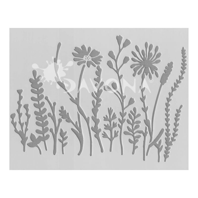 Plastová šablona 12x15cm květinová zahrada