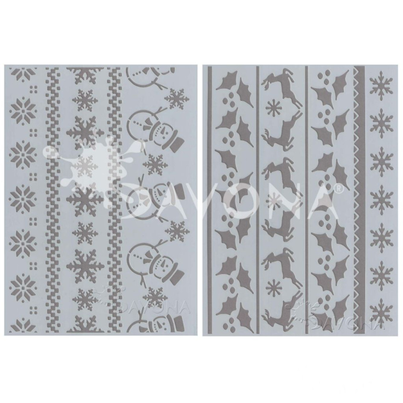 Plastová šablona 21x29cm - vánoční bordury 2 ks