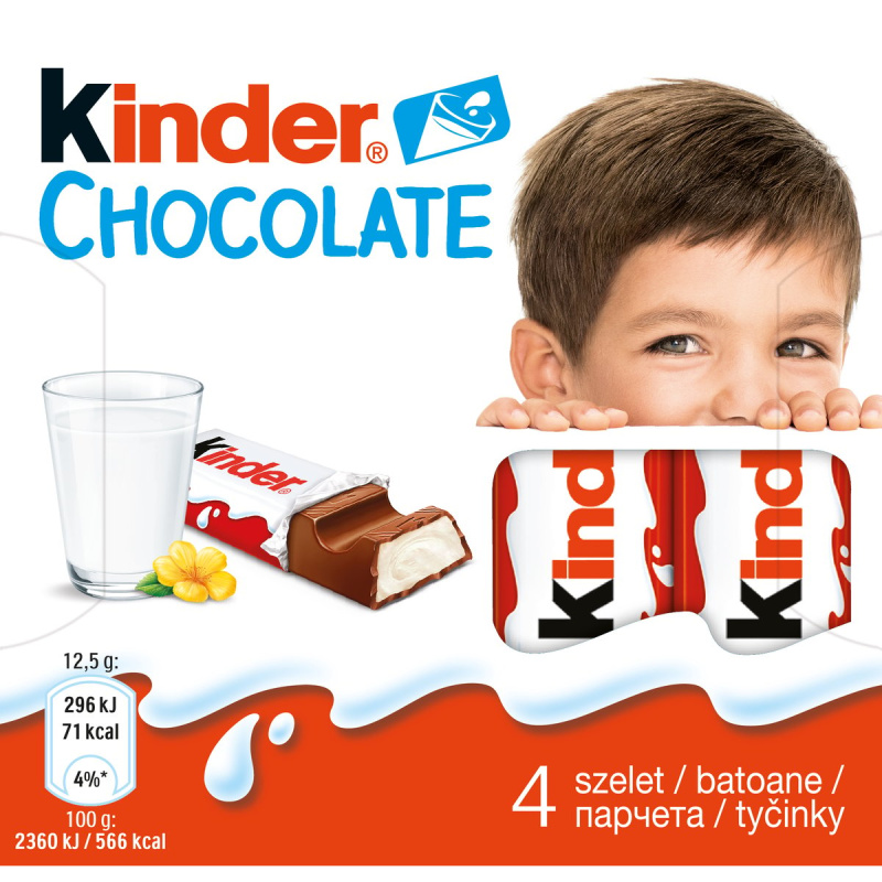 Kinder Chocolate tyčinky z mléčné čokolády s mléčnou náplní