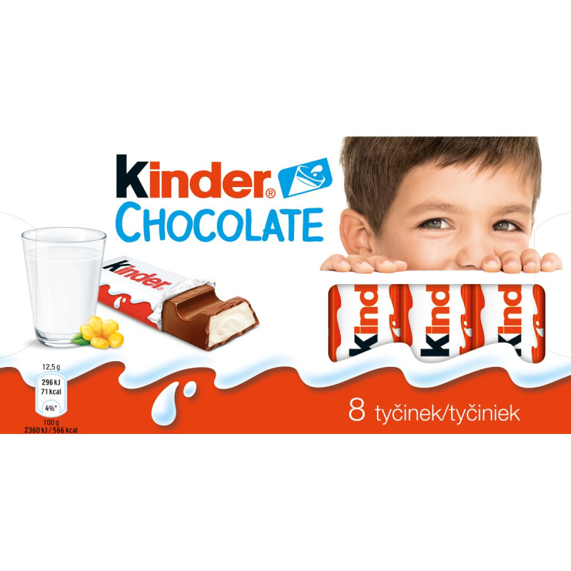 Kinder Chocolate tyčinky z mléčné čokolády s mléčnou náplní