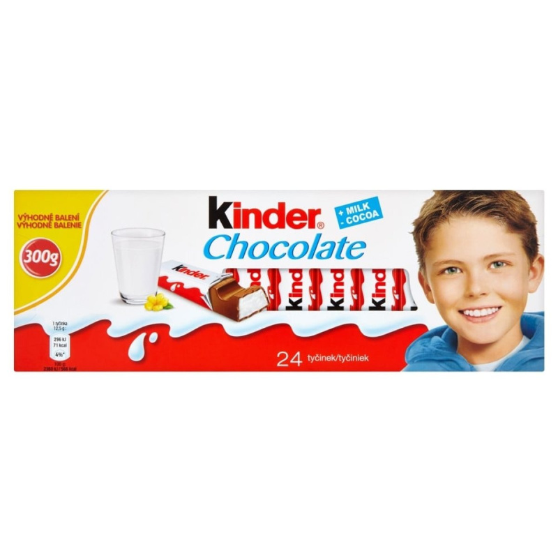 Kinder Chocolate tyčinky z mléčné čokolády s mléčnou náplní