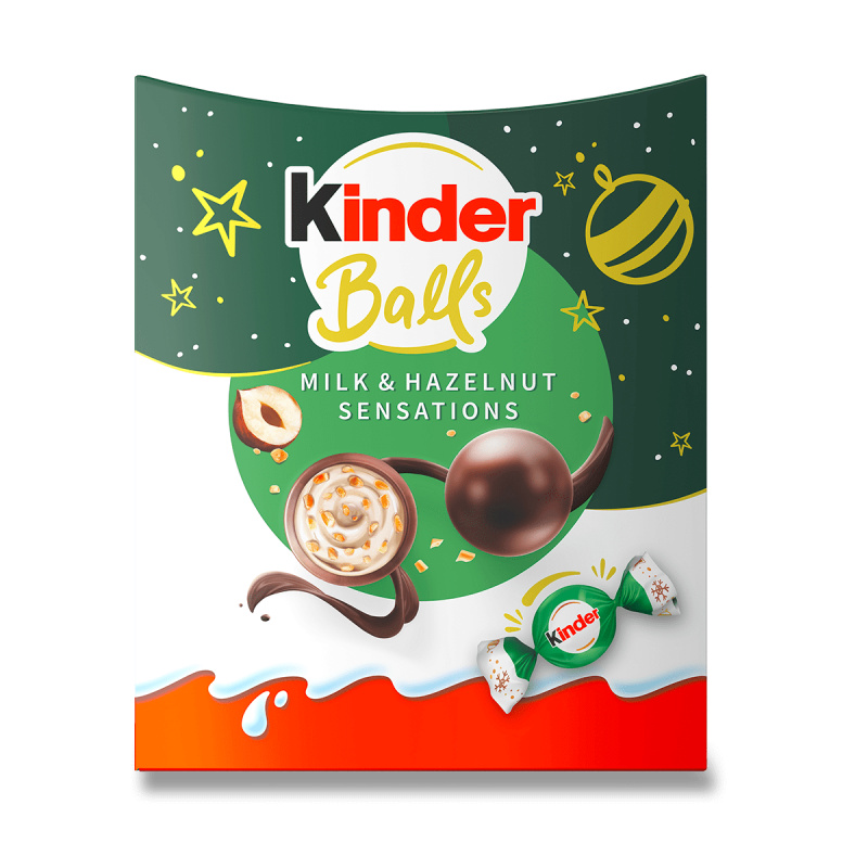 Kinder Balls Milk & Hazelnut - lískooříškové pralinky - 90 g