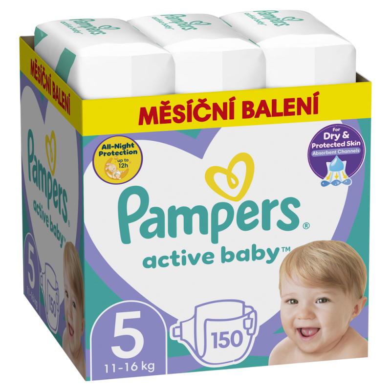 PAMPERS Active Baby 5 velikost 11-16 kg 150 kusů
