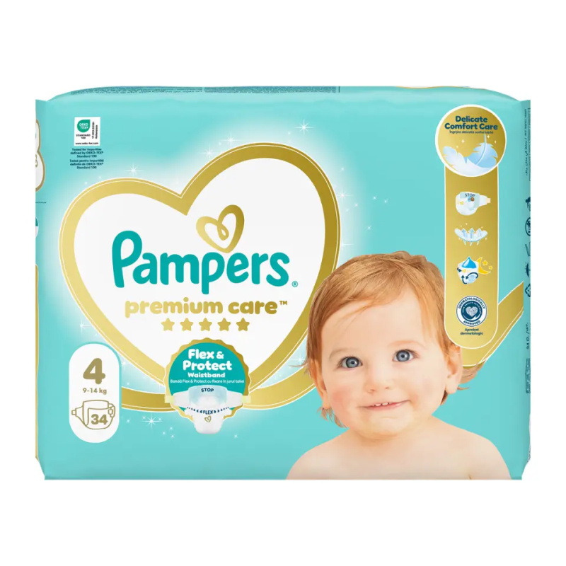 Pampers Premium Care Size 4 jednorázové pleny 9-14 kg 34 ks
