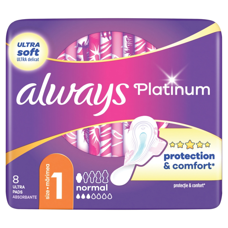 ALWAYS Platinum Normal vel.1 Hygienické vložky s křidélky 8 ks