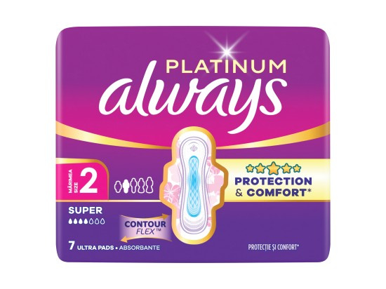 ALWAYS Platinum Long Plus vel.2 Hygienické vložky s křidélky 7 ks