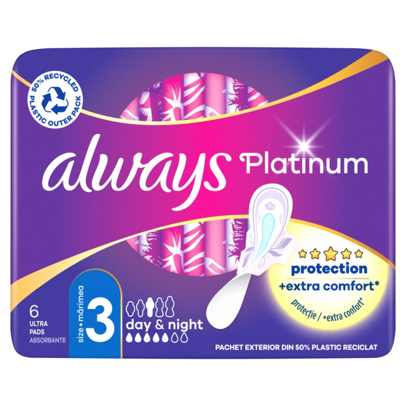 ALWAYS Platinum Night vel.4 Hygienické vložky s křidélky 6 ks