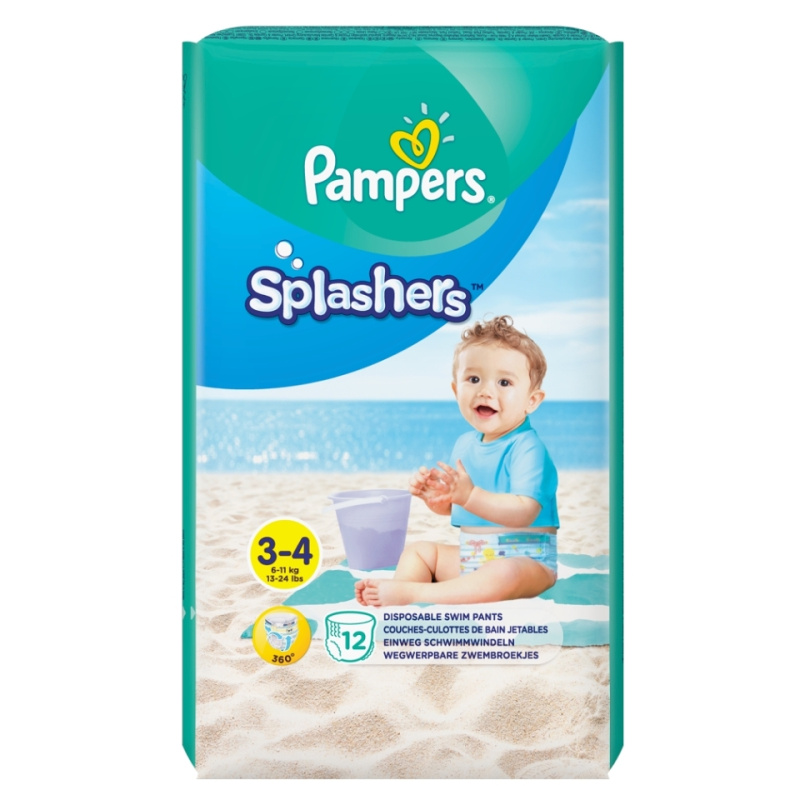Pampers Splashers 3-4 jednorázové plenkové plavky 6-11 kg 12 ks
