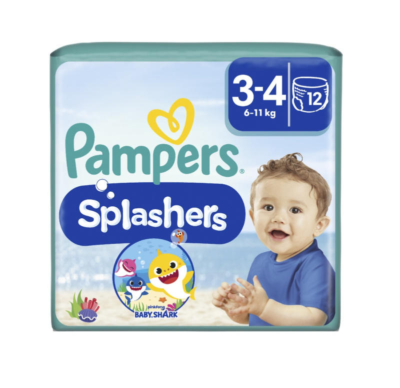 Pampers Splashers 3-4 jednorázové plenkové plavky 6-11 kg 12 ks