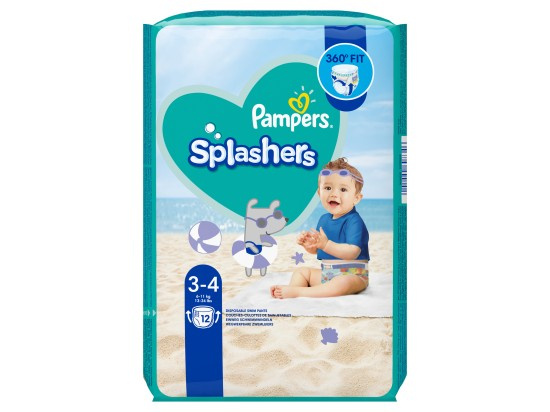Pampers Splashers 3-4 jednorázové plenkové plavky 6-11 kg 12 ks
