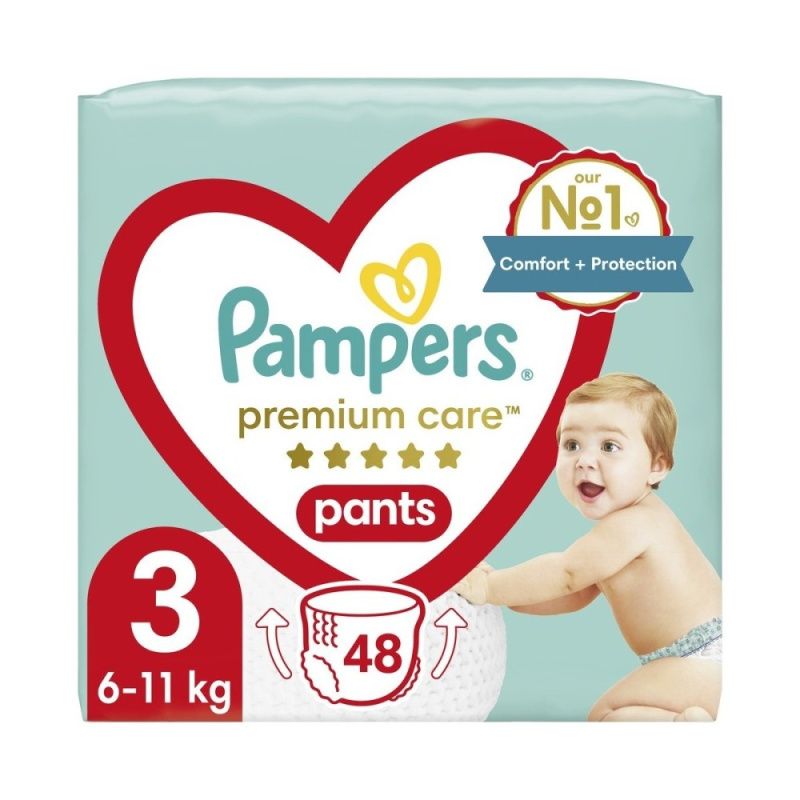 Pampers Premium Care Pants Size 3 plenkové kalhotky 6-11kg 48 ks