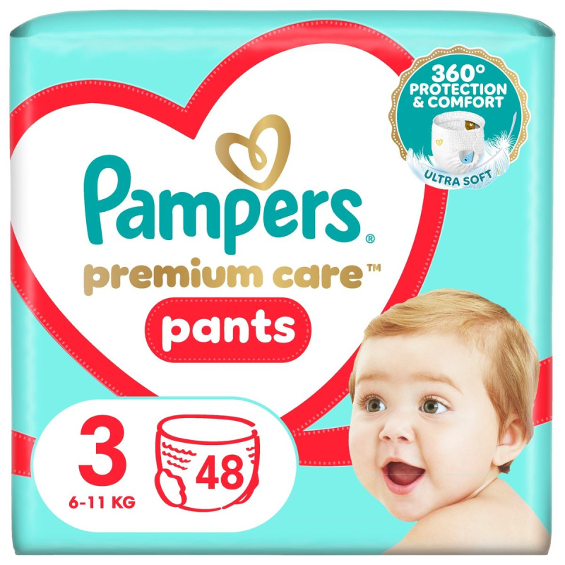 Pampers Premium Care Pants Size 3 plenkové kalhotky 6-11kg 48 ks