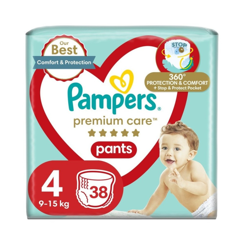 Pampers Premium Care Pants Maxi Size 4 jednorázové plenkové kalhotky 9-15 kg 38 ks