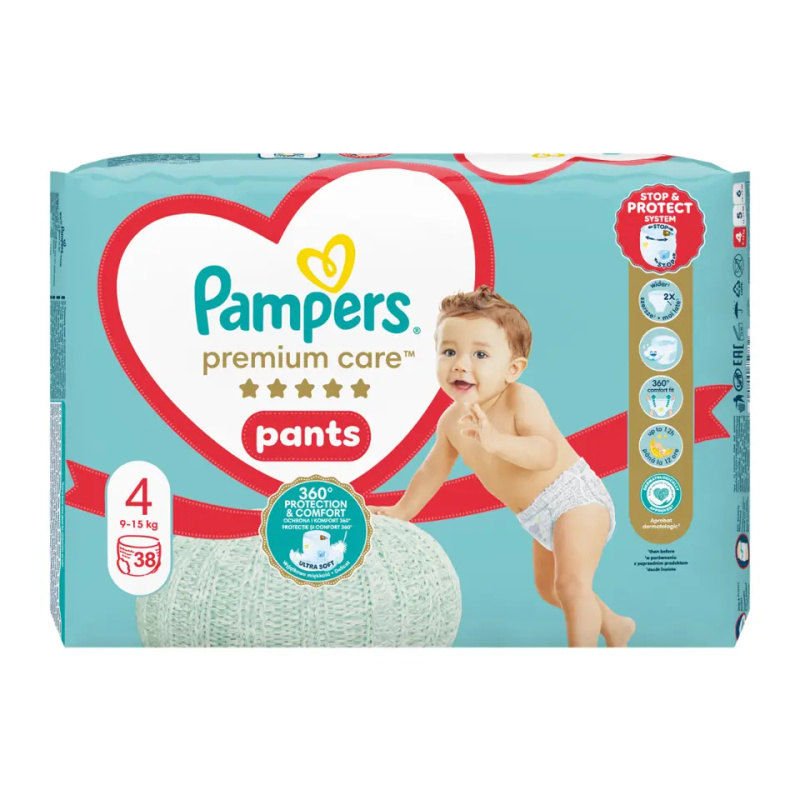 Pampers Premium Care Pants Maxi Size 4 jednorázové plenkové kalhotky 9-15 kg 38 ks