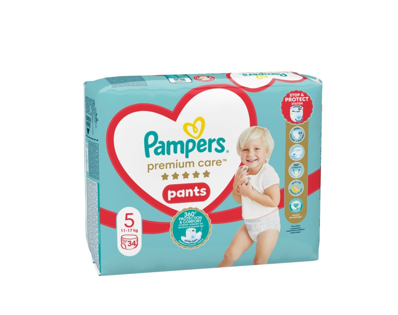 Pampers Premium Care Pants Size 5 jednorázové plenkové kalhotky 12-17 kg 34 ks