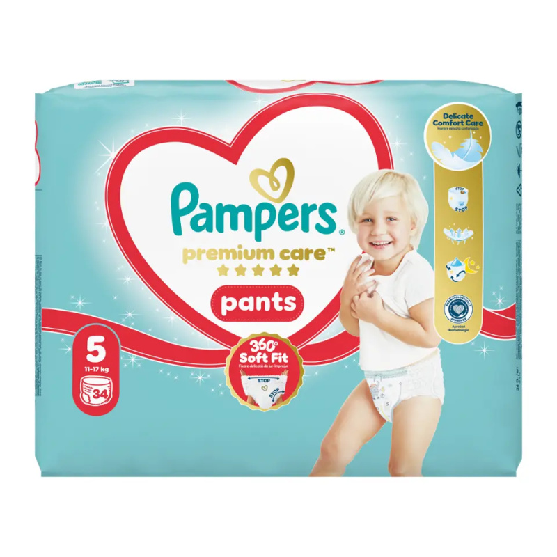Pampers Premium Care Pants Size 5 jednorázové plenkové kalhotky 12-17 kg 34 ks