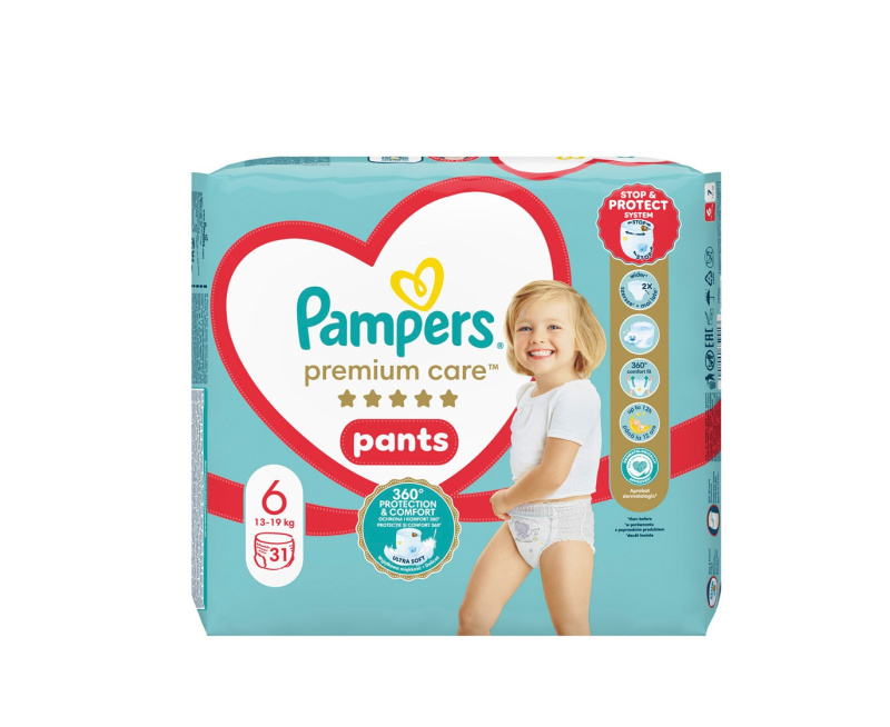 Pampers Premium Care Pants Size 6 jednorázové plenkové kalhotky 15+ kg 31 ks
