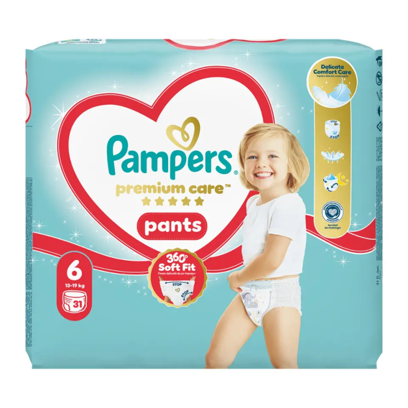 Pampers Premium Care Pants Size 6 jednorázové plenkové kalhotky 15+ kg 31 ks