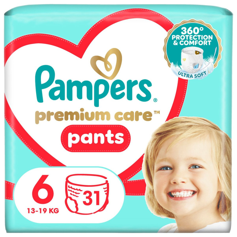 Pampers Premium Care Pants Size 6 jednorázové plenkové kalhotky 15+ kg 31 ks
