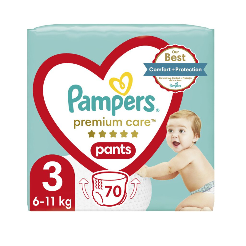 PAMPERS Premium Care vel.3 Plenkové kalhotky 6-11 kg 70 kusů