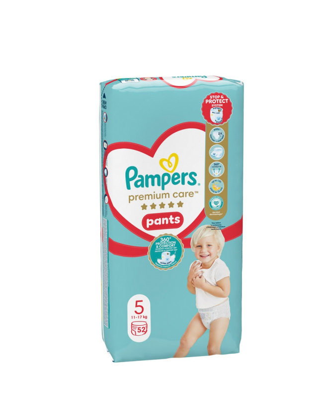PAMPERS Premium Care vel.5 Plenkové kalhotky 12-17 kg 52 kusů