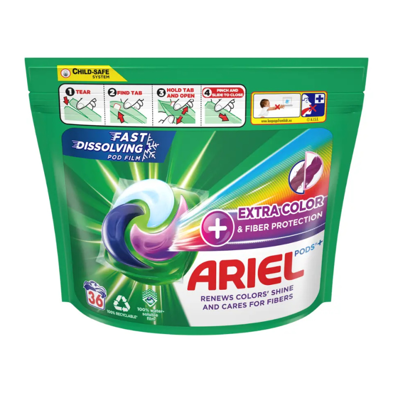 Ariel Plus gelové kapsle Fiber Protection 36ks/sáček