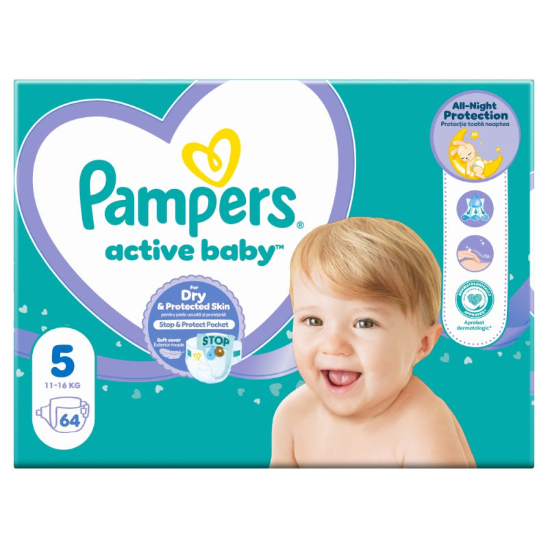 Pampers Active Baby Size 5 jednorázové pleny 11-16 kg 64 ks