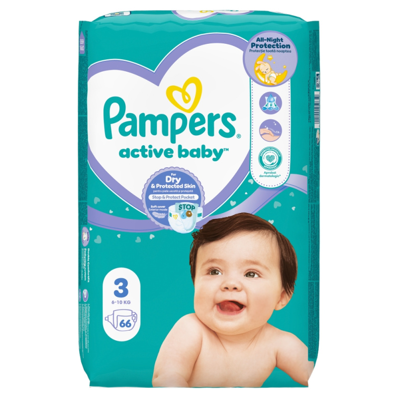Pampers Active Baby Size 3 jednorázové pleny 6-11 kg 66 ks