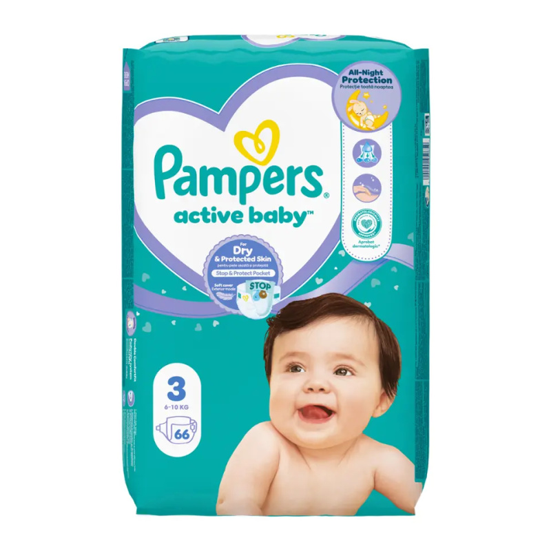 Pampers Active Baby Size 3 jednorázové pleny 6-11 kg 66 ks