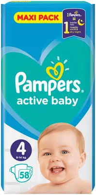Pampers Active Baby Size 4 jednorázové pleny 9-14 kg 58 ks